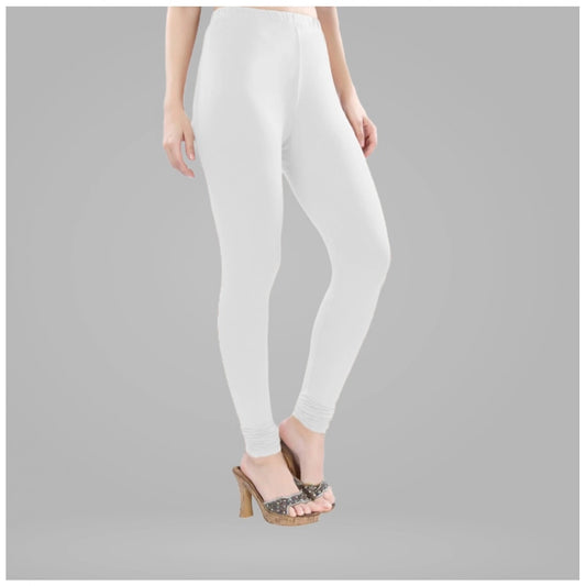 Indoraa Women's Cotton Blended Solid Churidar leggings (White)