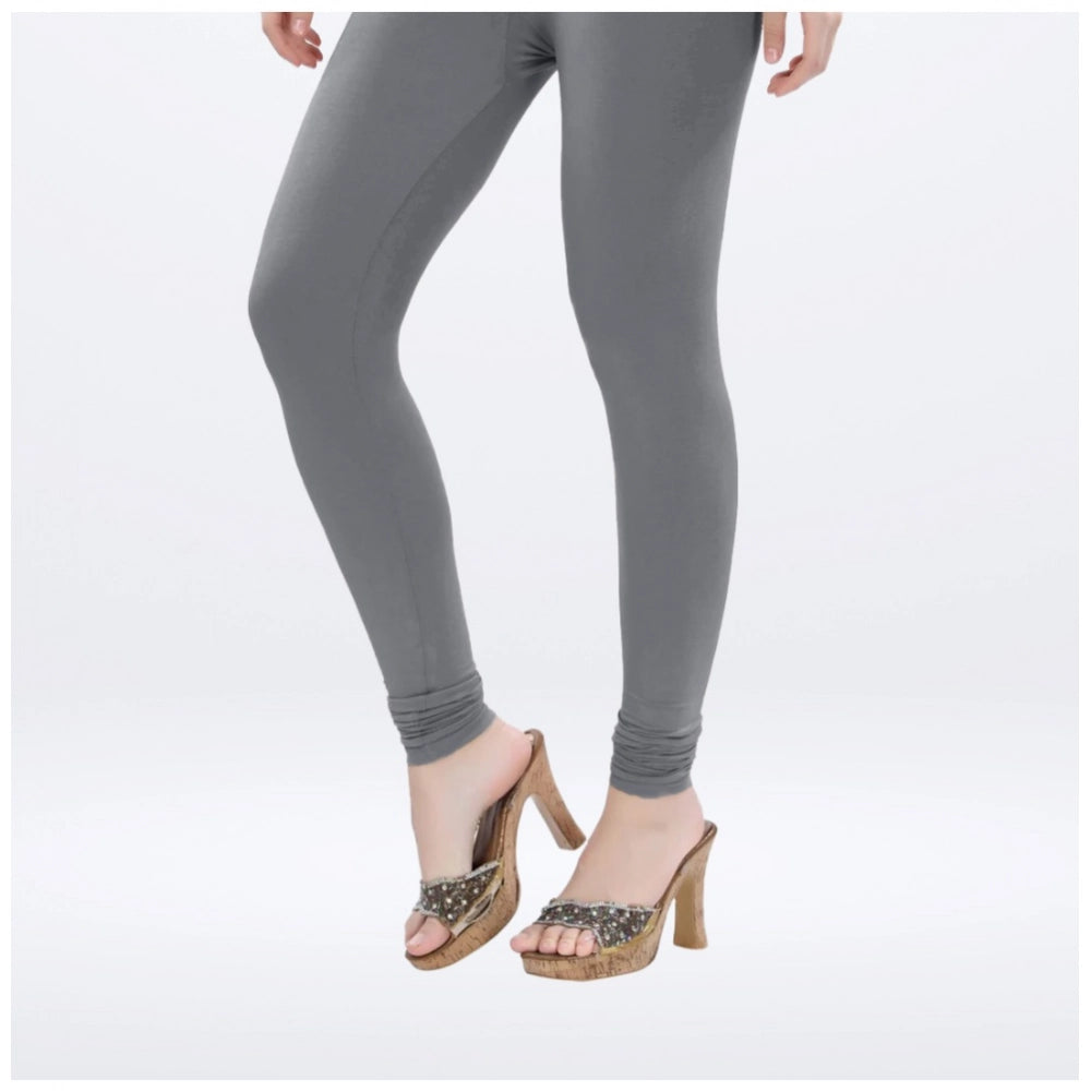Indoraa Women's Cotton Blended Solid Churidar leggings (Silver Gray)