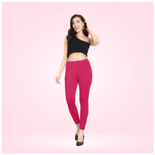 Indoraa Women's Cotton Blended Solid Ankle legging (Rani)