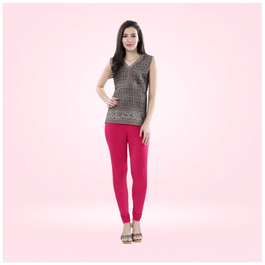 Indoraa Women's Cotton Blended Solid Churidar leggings (Rani)