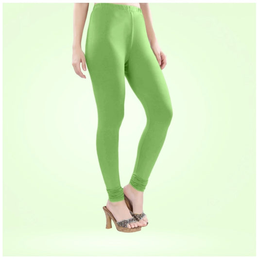 Indoraa Women's Cotton Blended Solid Churidar leggings (Pista Green)