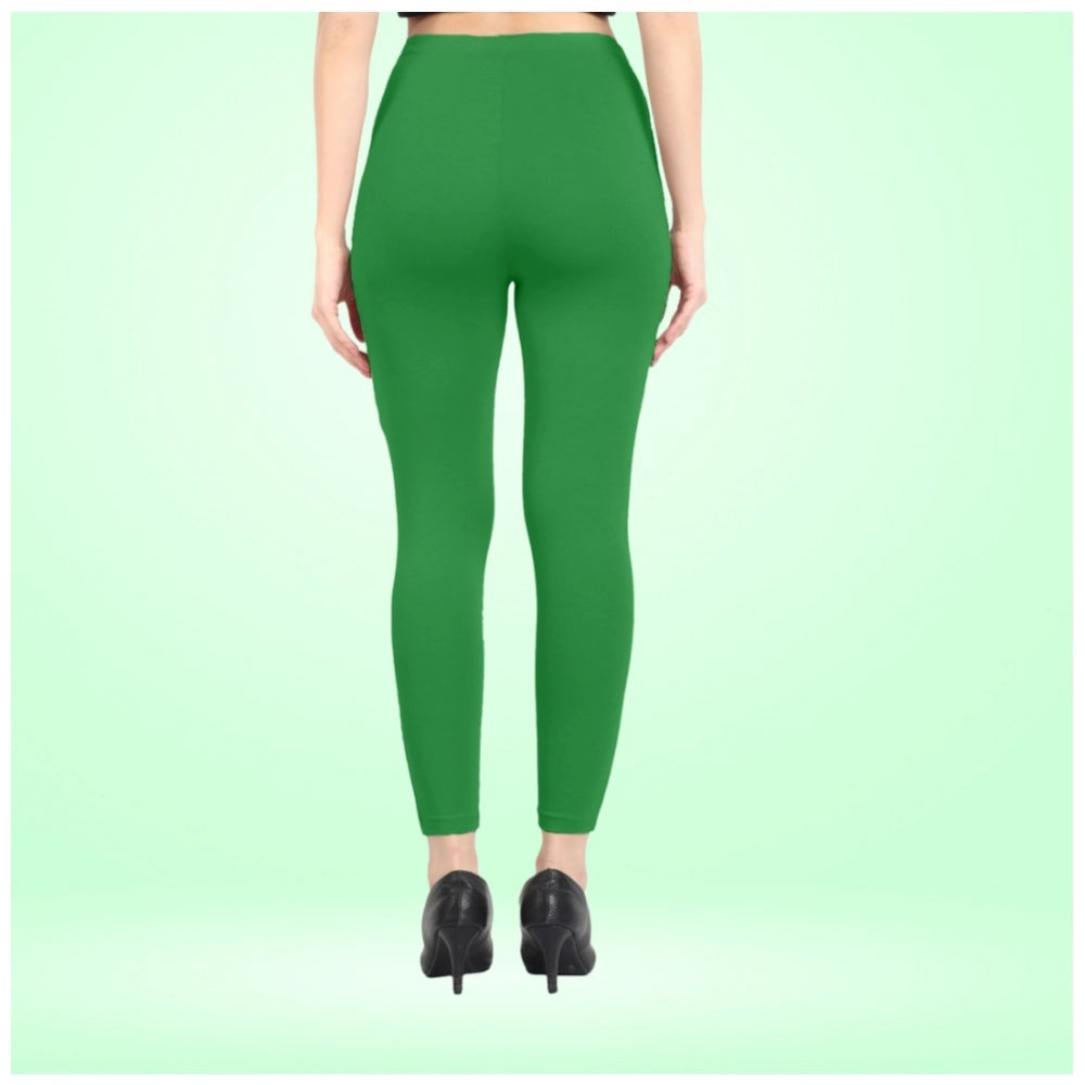 Indoraa Women's Cotton Blended Solid Ankle legging (Green)