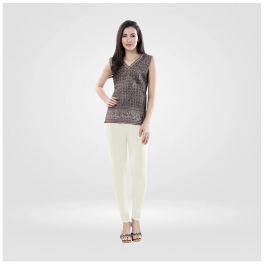 Indoraa Women's Cotton Blended Solid Churidar leggings (White)