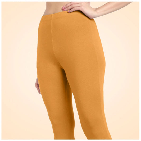 Indoraa Women's Cotton Blended Solid Ankle legging (Mustard Yellow)