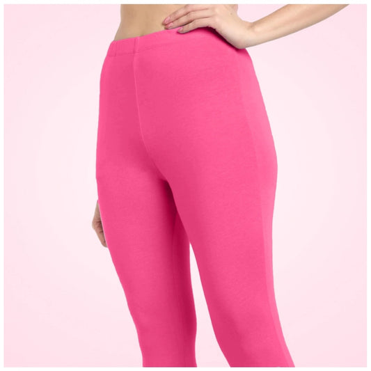 Indoraa Women's Cotton Blended Solid Ankle legging (Dark Pink)