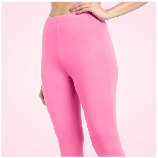 Indoraa Women's Cotton Blended Solid Ankle legging (Baby Pink)