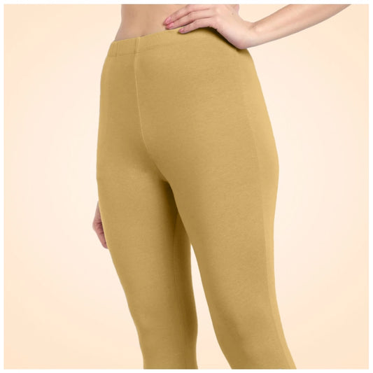 Indoraa Women's Cotton Blended Solid Ankle legging (Beige)