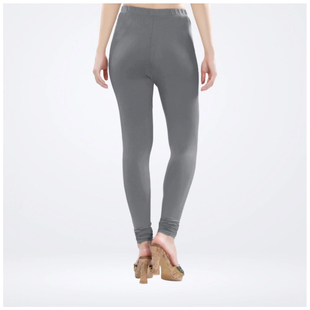 Indoraa Women's Cotton Blended Solid Churidar leggings (Silver Gray)