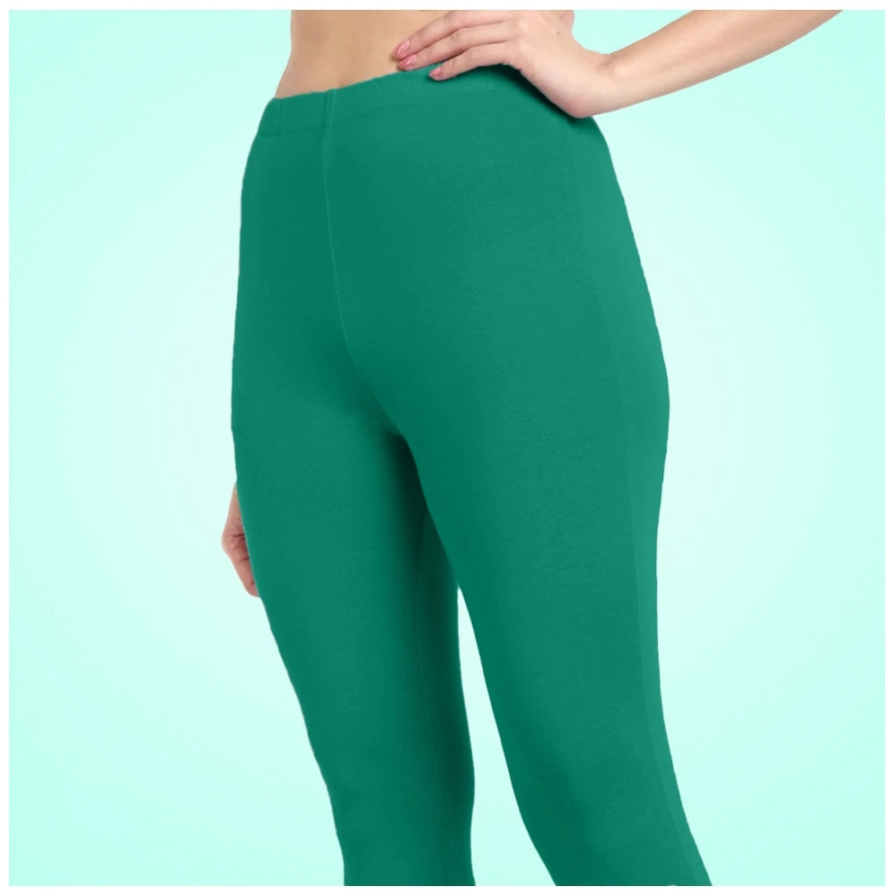 Indoraa Women's Cotton Blended Solid Ankle legging (Rama Green)