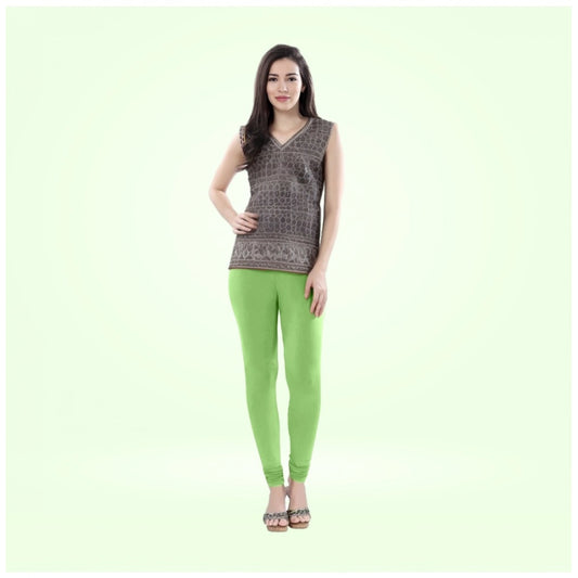 Indoraa Women's Cotton Blended Solid Churidar leggings (Pista Green)