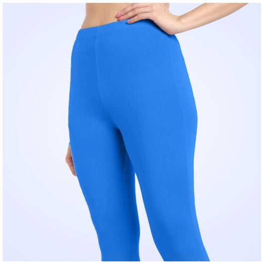 Indoraa Women's Cotton Blended Solid Ankle legging (Blue)