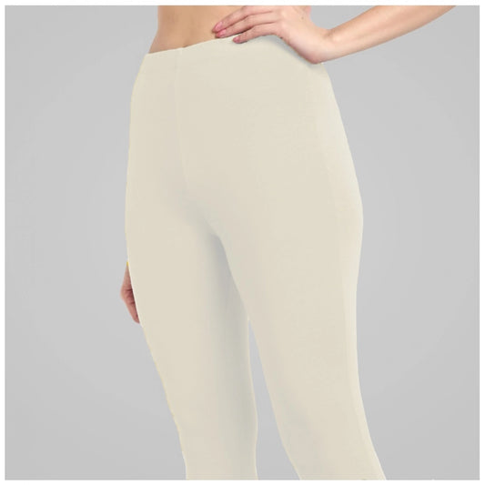 Indoraa Women's Cotton Blended Solid Ankle legging (Off White)