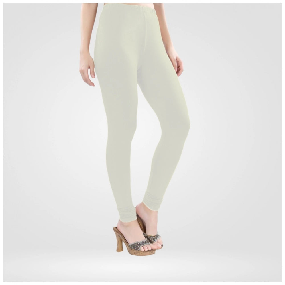 Indoraa Women's Cotton Blended Solid Churidar leggings (White)