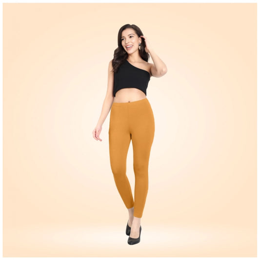 Indoraa Women's Cotton Blended Solid Ankle legging (Mustard Yellow)