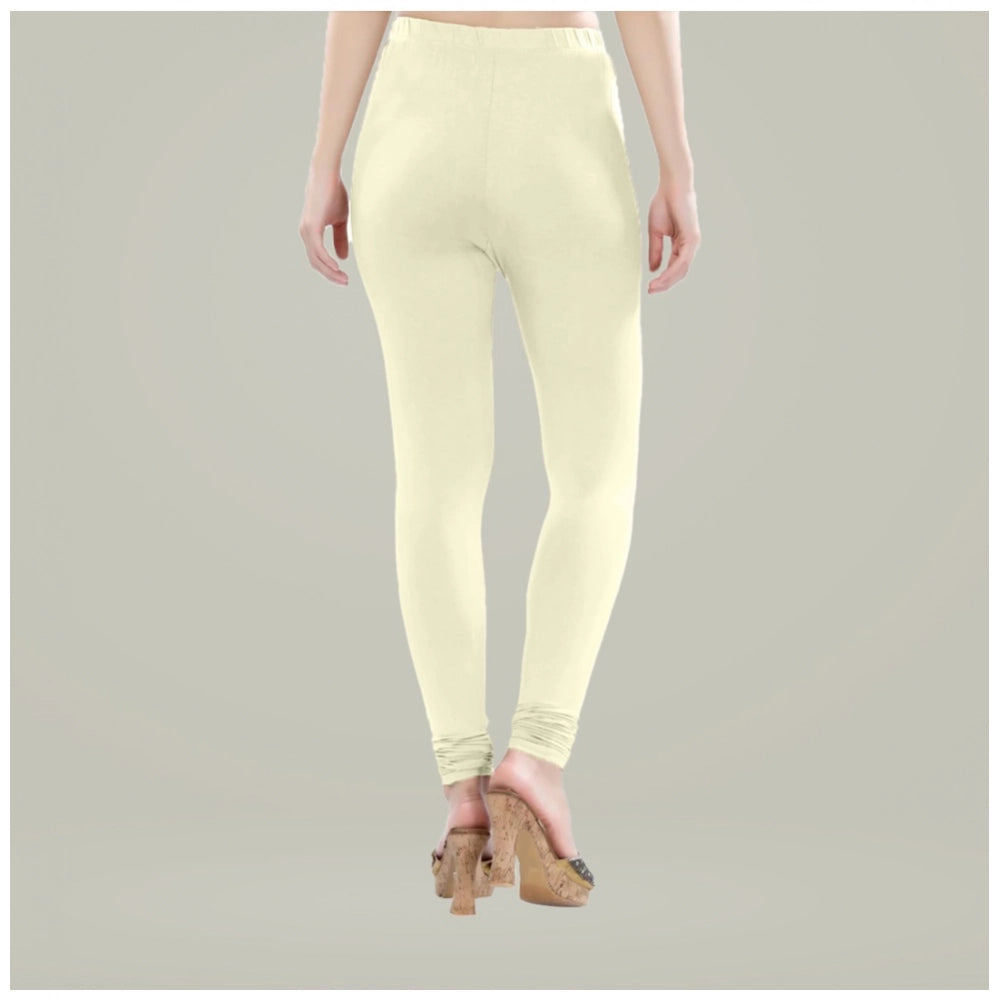 Indoraa Women's Cotton Blended Solid Churidar leggings (Cream)
