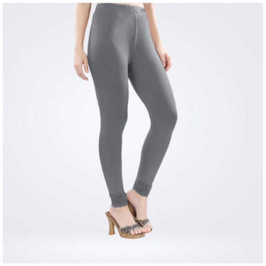Indoraa Women's Cotton Blended Solid Churidar leggings (Silver Gray)