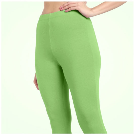 Indoraa Women's Cotton Blended Solid Ankle legging (Pista Green)