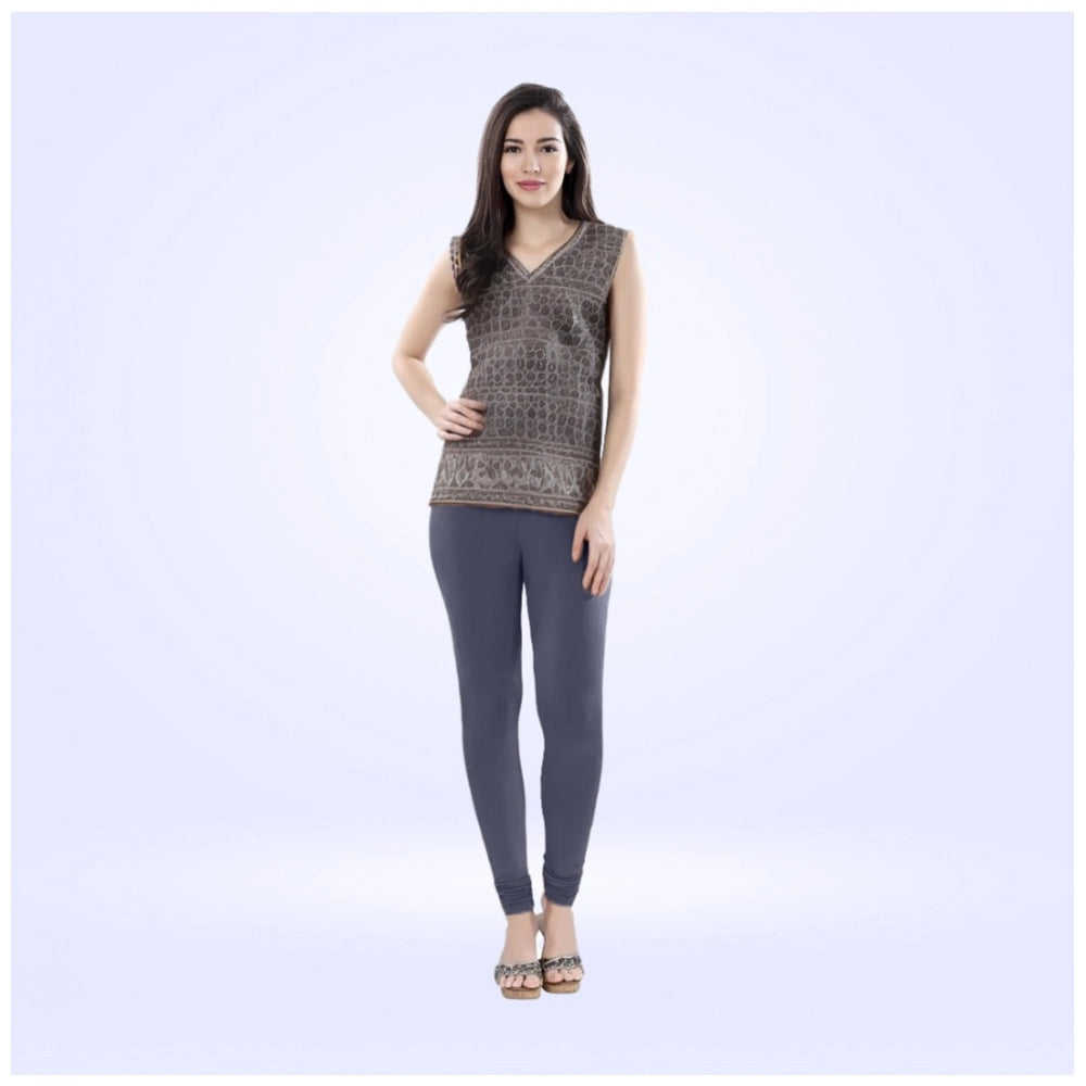 Indoraa Women's Cotton Blended Solid Churidar leggings (Navy)
