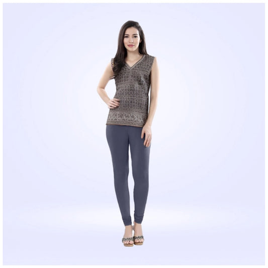 Indoraa Women's Cotton Blended Solid Churidar leggings (Navy)