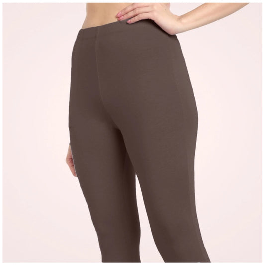 Indoraa Women's Cotton Blended Solid Ankle legging (Brown)