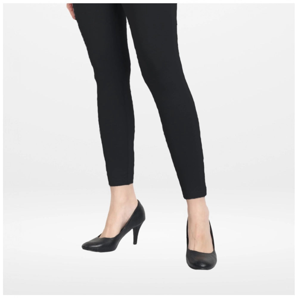 Indoraa Women's Cotton Blended Solid Ankle legging (Black)