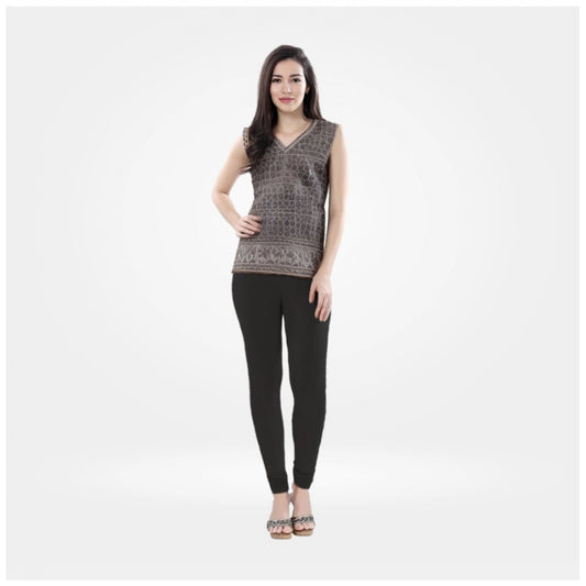 Indoraa Women's Cotton Blended Solid Churidar leggings (Black)