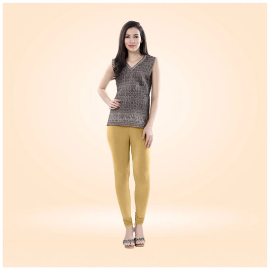 Indoraa Women's Cotton Blended Solid Churidar leggings (Beige)