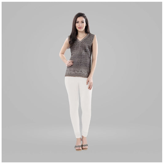 Indoraa Women's Cotton Blended Solid Churidar leggings (White)
