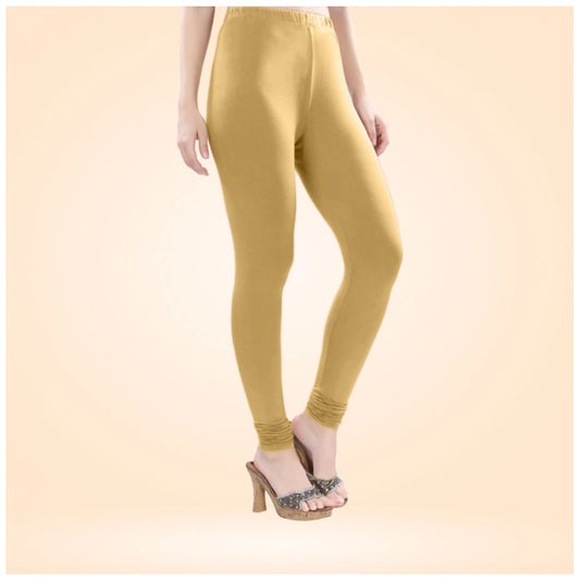 Indoraa Women's Cotton Blended Solid Churidar leggings (Beige)
