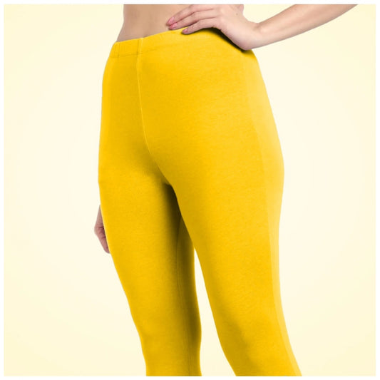 Indoraa Women's Cotton Blended Solid Ankle legging (Yellow)