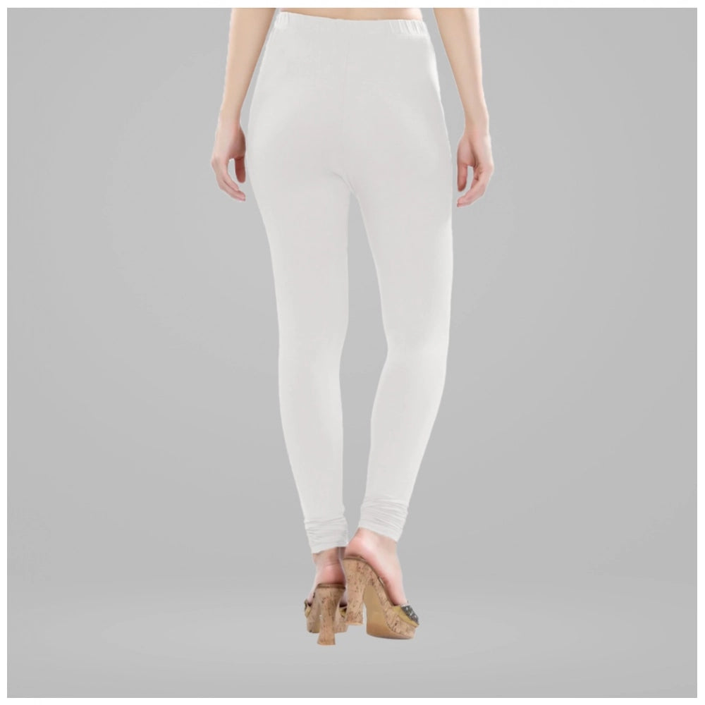 Indoraa Women's Cotton Blended Solid Churidar leggings (White)
