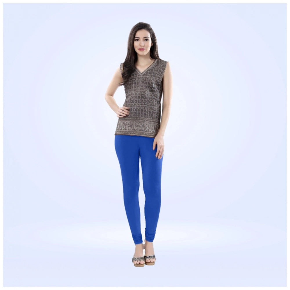 Indoraa Women's Cotton Blended Solid Churidar leggings (Royal Blue)