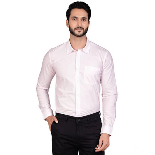 Indoraa Men's Casual Cotton Full Sleeve Solid Shirt (Pink)
