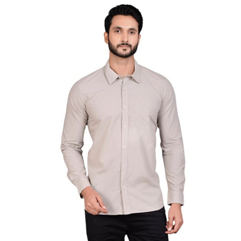 Indoraa Men's Casual Cotton Full Sleeve Solid Shirt (Grey)