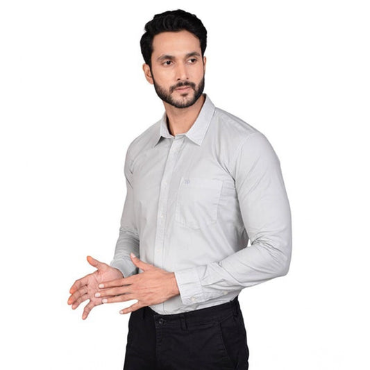 Indoraa Men's Casual Cotton Full Sleeve Solid Shirt (Grey)