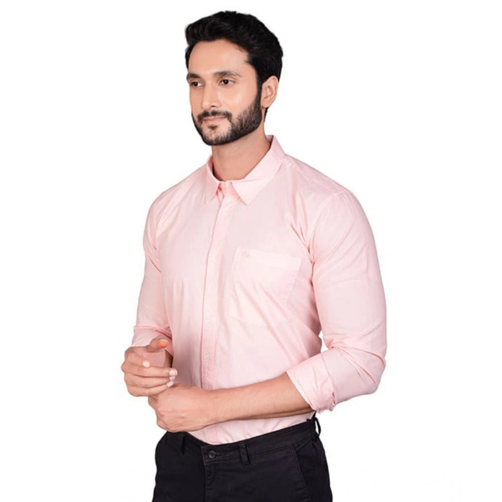 Indoraa Men's Casual Cotton Full Sleeve Solid Shirt (Peach)