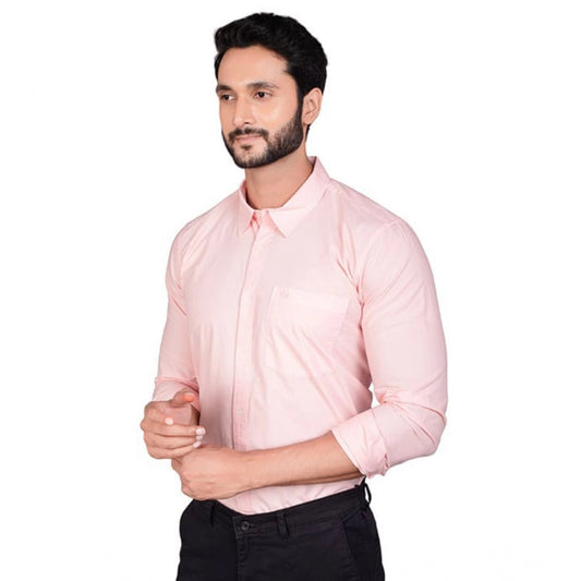 Indoraa Men's Casual Cotton Full Sleeve Solid Shirt (Peach)