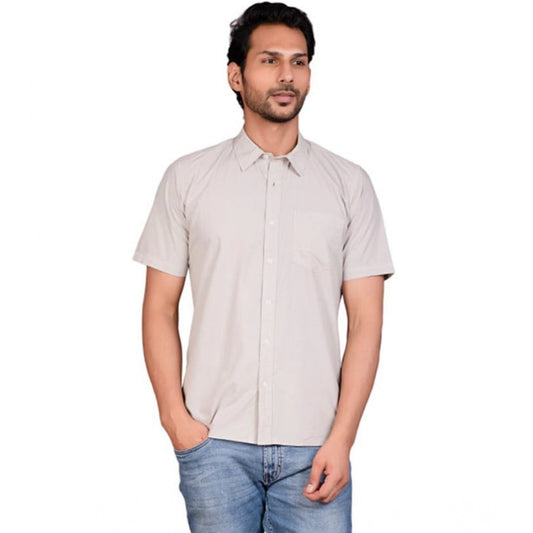 Indoraa Men's Casual Cotton Half Sleeve Solid Shirt (Grey)
