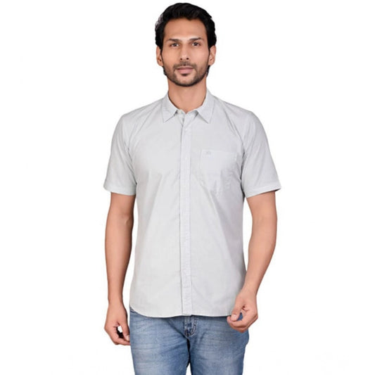 Indoraa Men's Casual Cotton Half Sleeve Solid Shirt (Grey)
