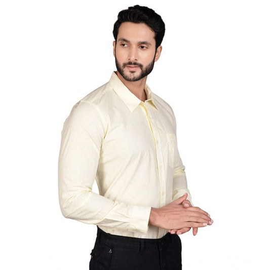 Indoraa Men's Casual Cotton Full Sleeve Solid Shirt (Lemon)