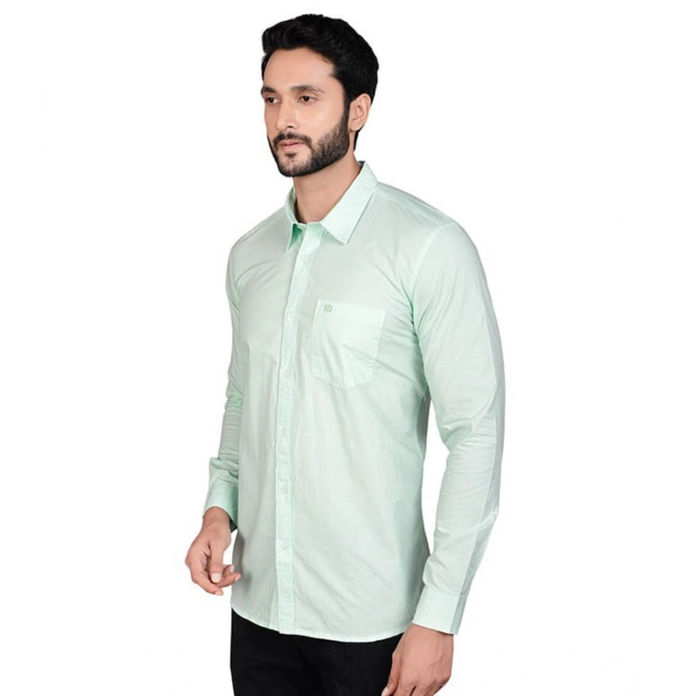 Indoraa Men's Casual Cotton Full Sleeve Solid Shirt (Sea Green)