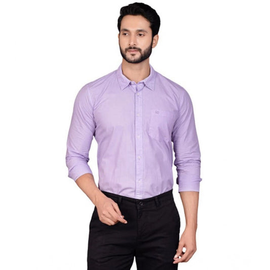 Indoraa Men's Casual Cotton Full Sleeve Solid Shirt (Purple)