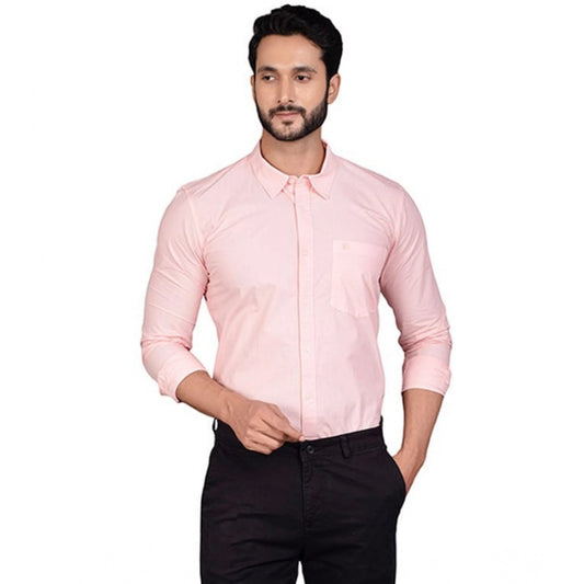 Indoraa Men's Casual Cotton Full Sleeve Solid Shirt (Peach)