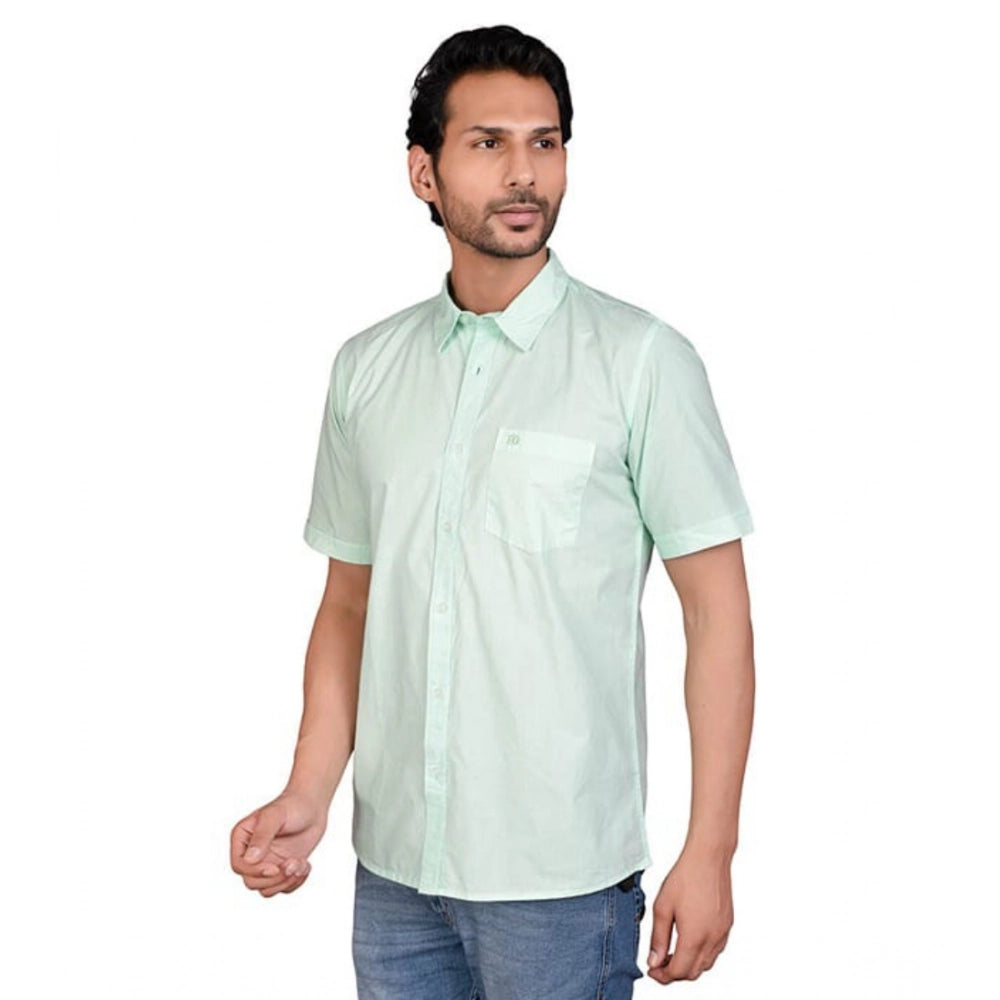 Indoraa Men's Casual Cotton Half Sleeve Solid Shirt (Sea Green)