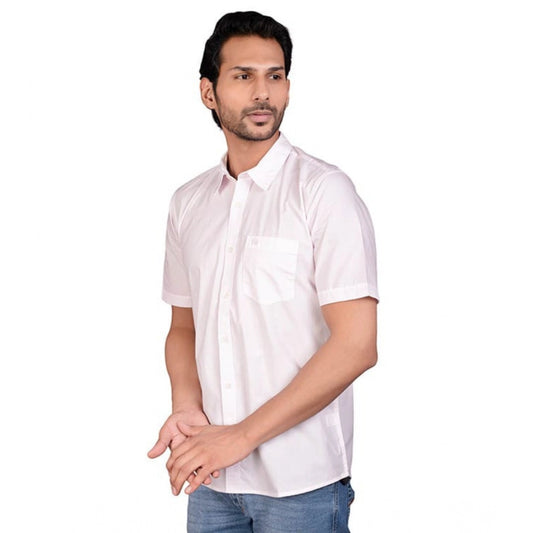 Indoraa Men's Casual Cotton Half Sleeve Solid Shirt (Pink)