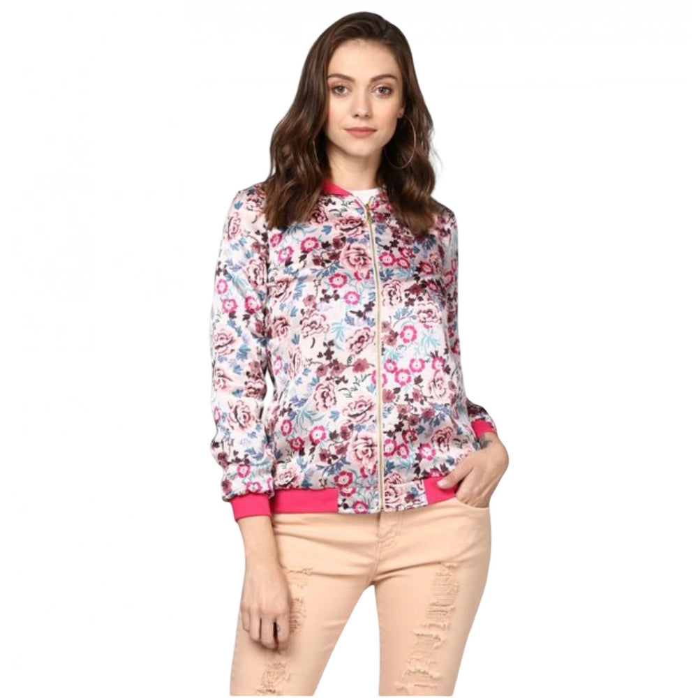 Indoraa Women's Satin Floral 3/4th Sleeve Jacket (Multicolor)