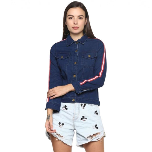 Indoraa Women's Denim Taping Long Sleeve Jacket (Blue)