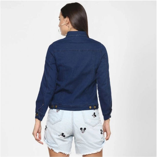 Indoraa Women's Denim Taping Long Sleeve Jacket (Blue)