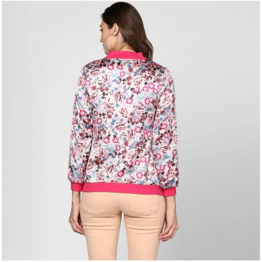 Indoraa Women's Satin Floral 3/4th Sleeve Jacket (Multicolor)